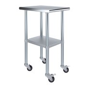 Amgood 24x18 Rolling Prep Table with Stainless Steel Top AMG WT-2418-WHEELS